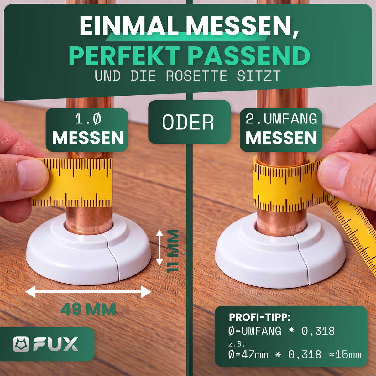 Einzelrosette FX Set mit Rohrverkleidung