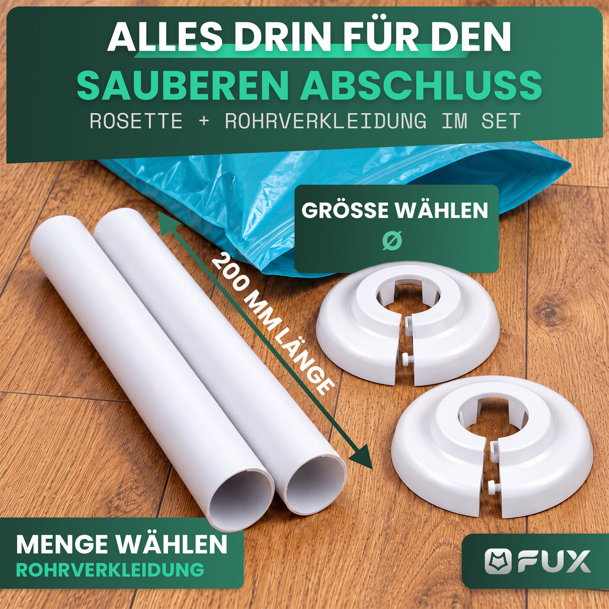 Einzelrosette FX Set mit Rohrverkleidung